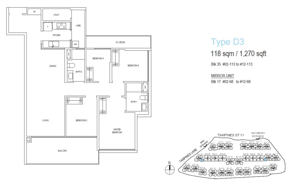 Treasure-at-tampines-floor-plan-4-bedroom-1270sft